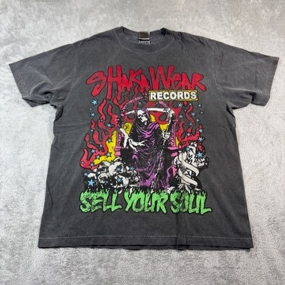 Shaka Wear T-Shirt Men Large Black Sell Your Soul Grim Reaper Graphic